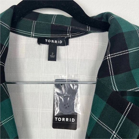 Torrid lightweight ponte knit longline plaid blazer jacket plus size 2X NWT - Picture 16 of 16